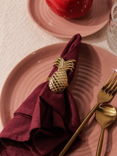 Glimpse Homes Elegant Napkin Rings for Dining Table| Pineapple | Gold