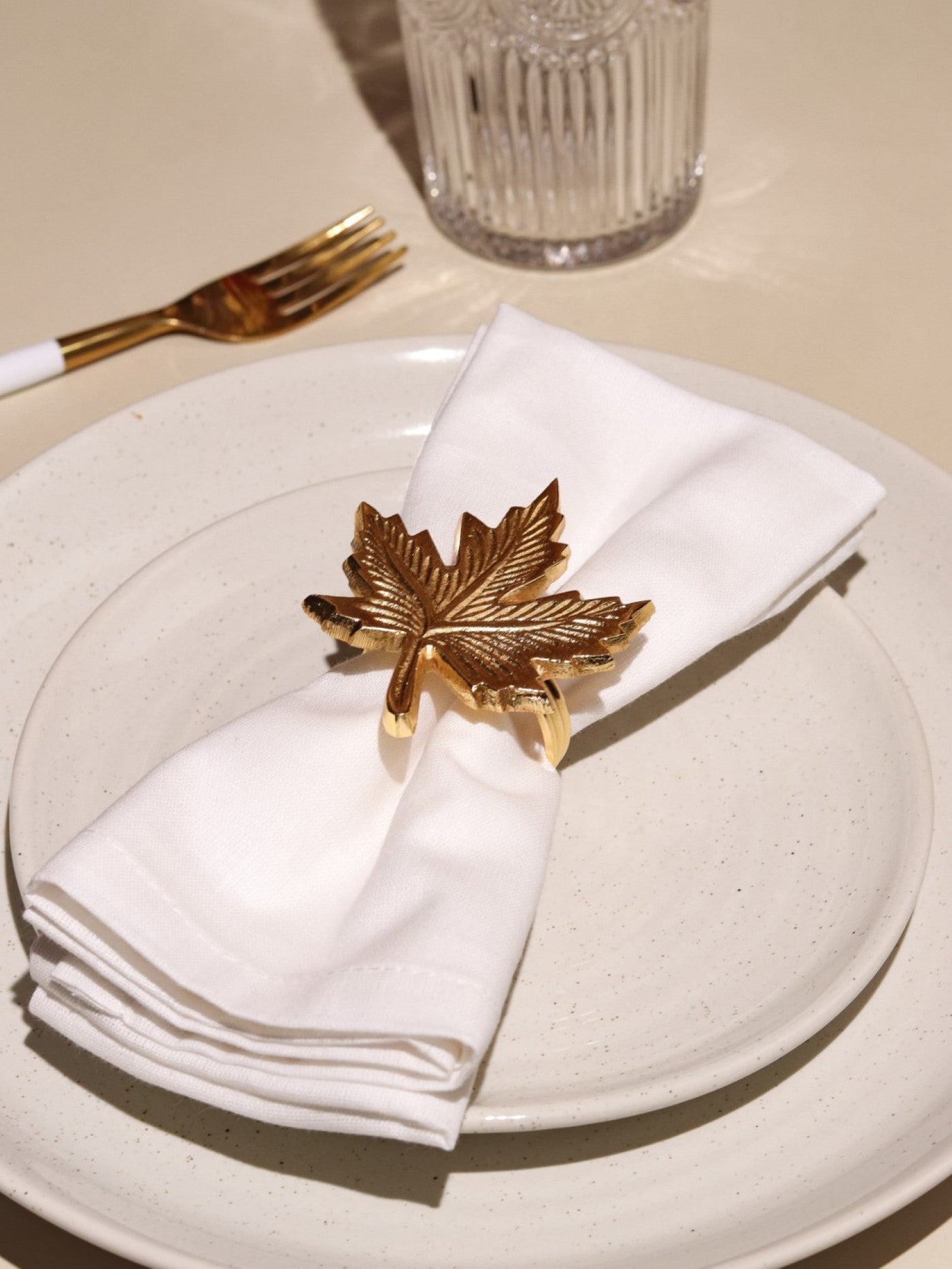 Glimpse Homes Elegant Napkin Rings for Dining Table| Maple Leaf | Gold