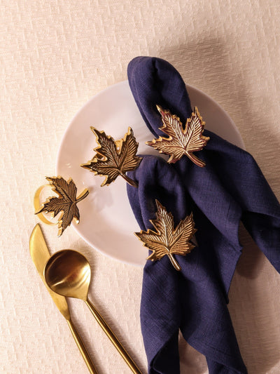 Glimpse Homes Elegant Napkin Rings for Dining Table| Maple Leaf | Gold