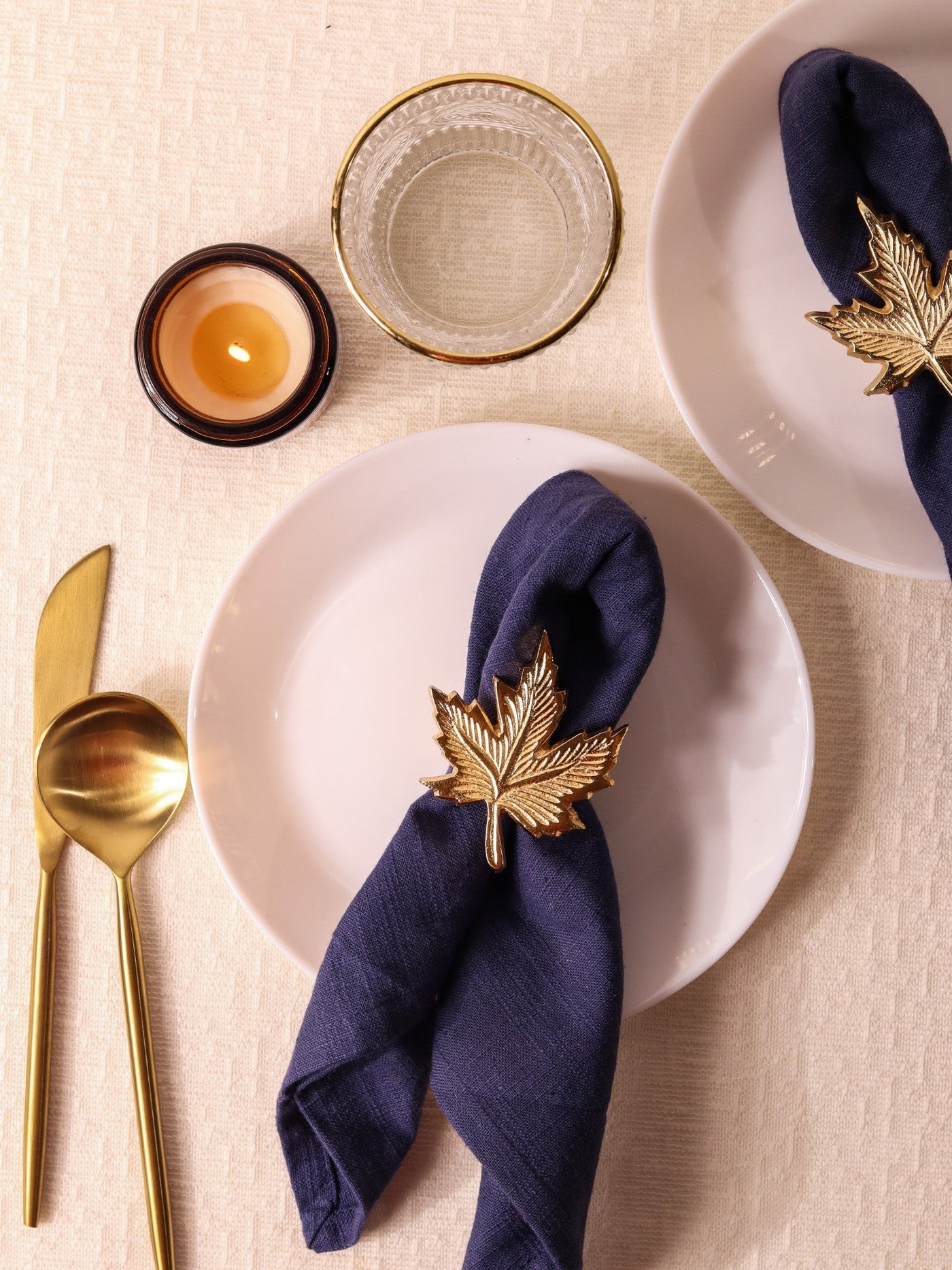 Glimpse Homes Elegant Napkin Rings for Dining Table| Maple Leaf | Gold