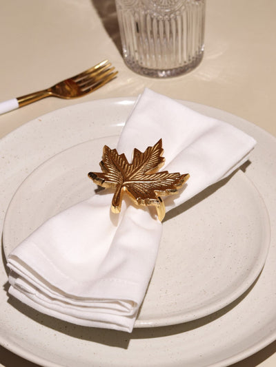 Glimpse Homes Elegant Napkin Rings for Dining Table| Maple Leaf | Gold