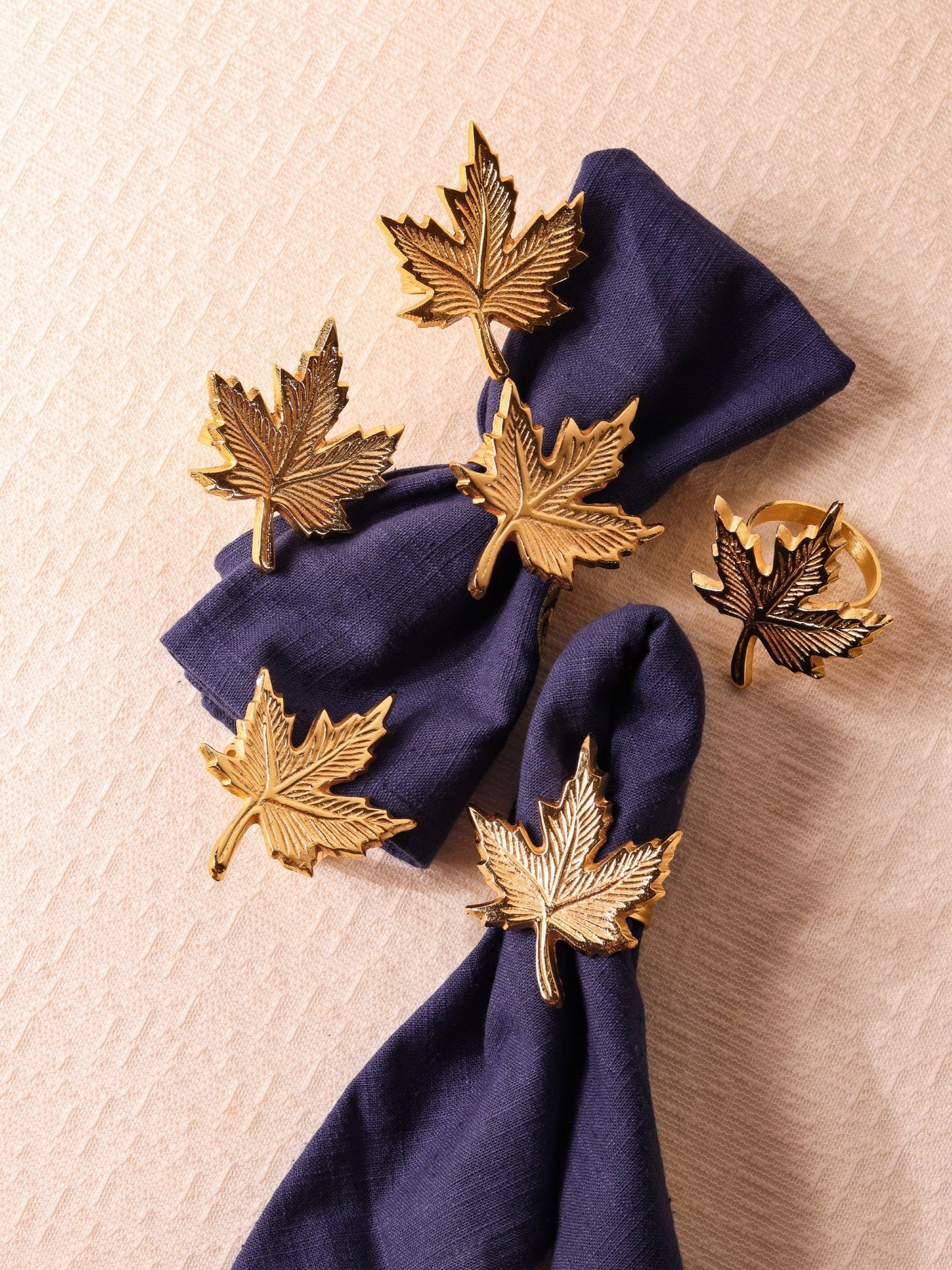 Glimpse Homes Elegant Napkin Rings for Dining Table| Maple Leaf | Gold