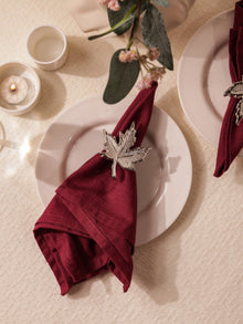 Glimpse Homes Elegant Napkin Rings for Dining Table| Maple Leaf | Silver
