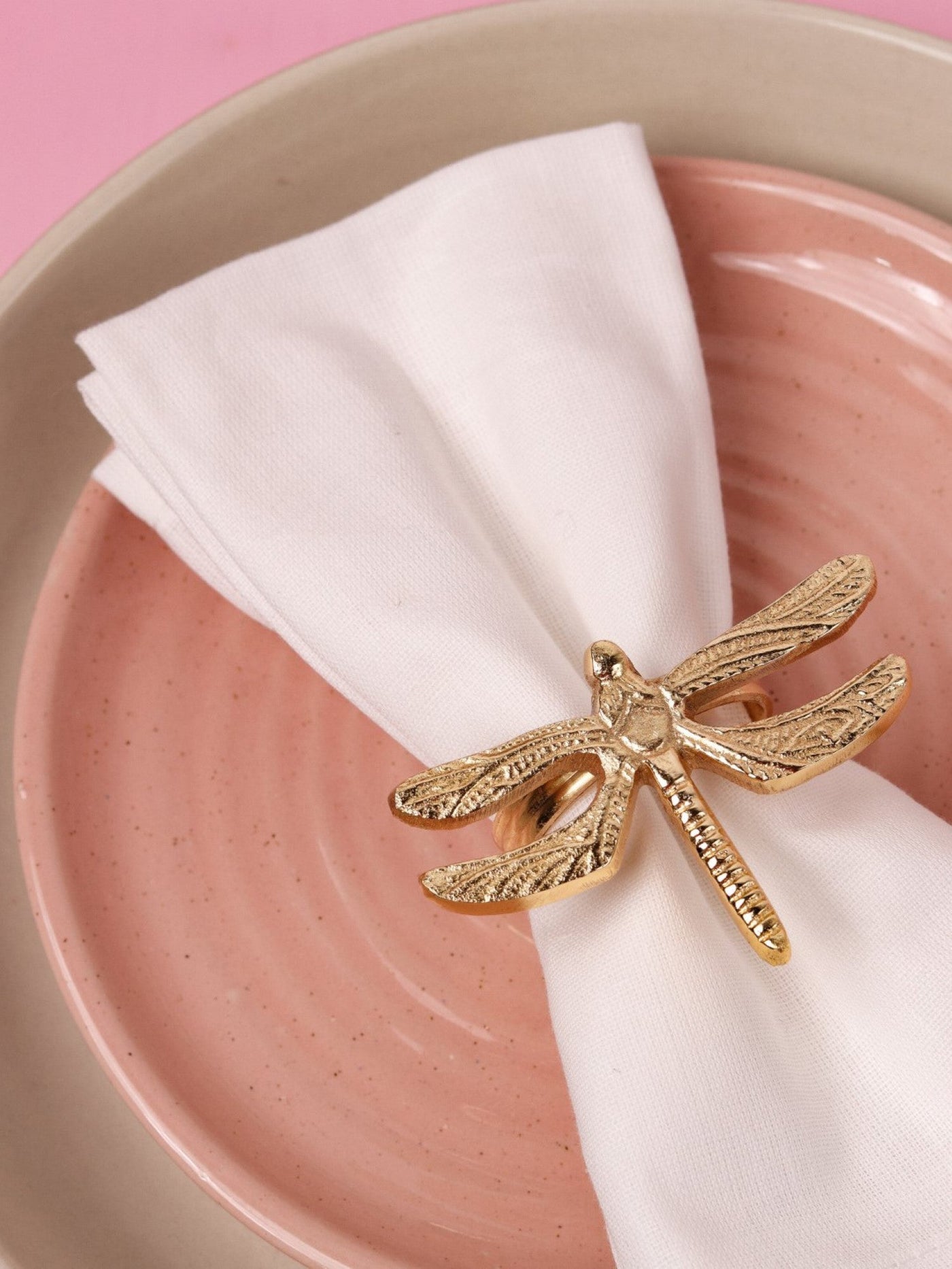 Glimpse Homes Elegant Napkin Rings for Dining Table| Dragonfly | Gold