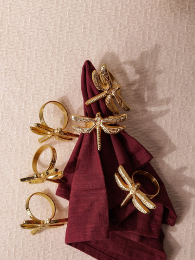 Glimpse Homes Elegant Napkin Rings for Dining Table| Dragonfly | Gold