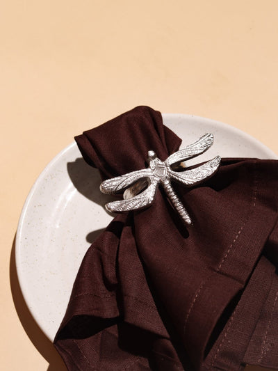 Glimpse Homes Elegant Napkin Rings for Dining Table| Dragonfly | Silver