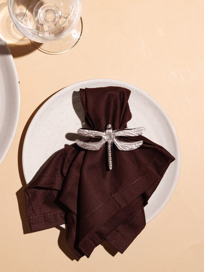 Glimpse Homes Elegant Napkin Rings for Dining Table| Dragonfly | Silver