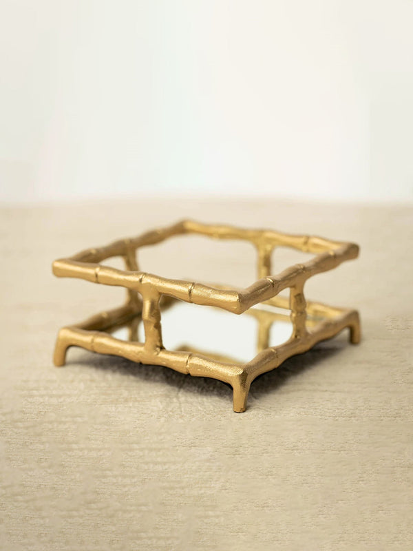 Bamboo Design Mirror Tray | Vanity Tray | Napkin Holder- Small