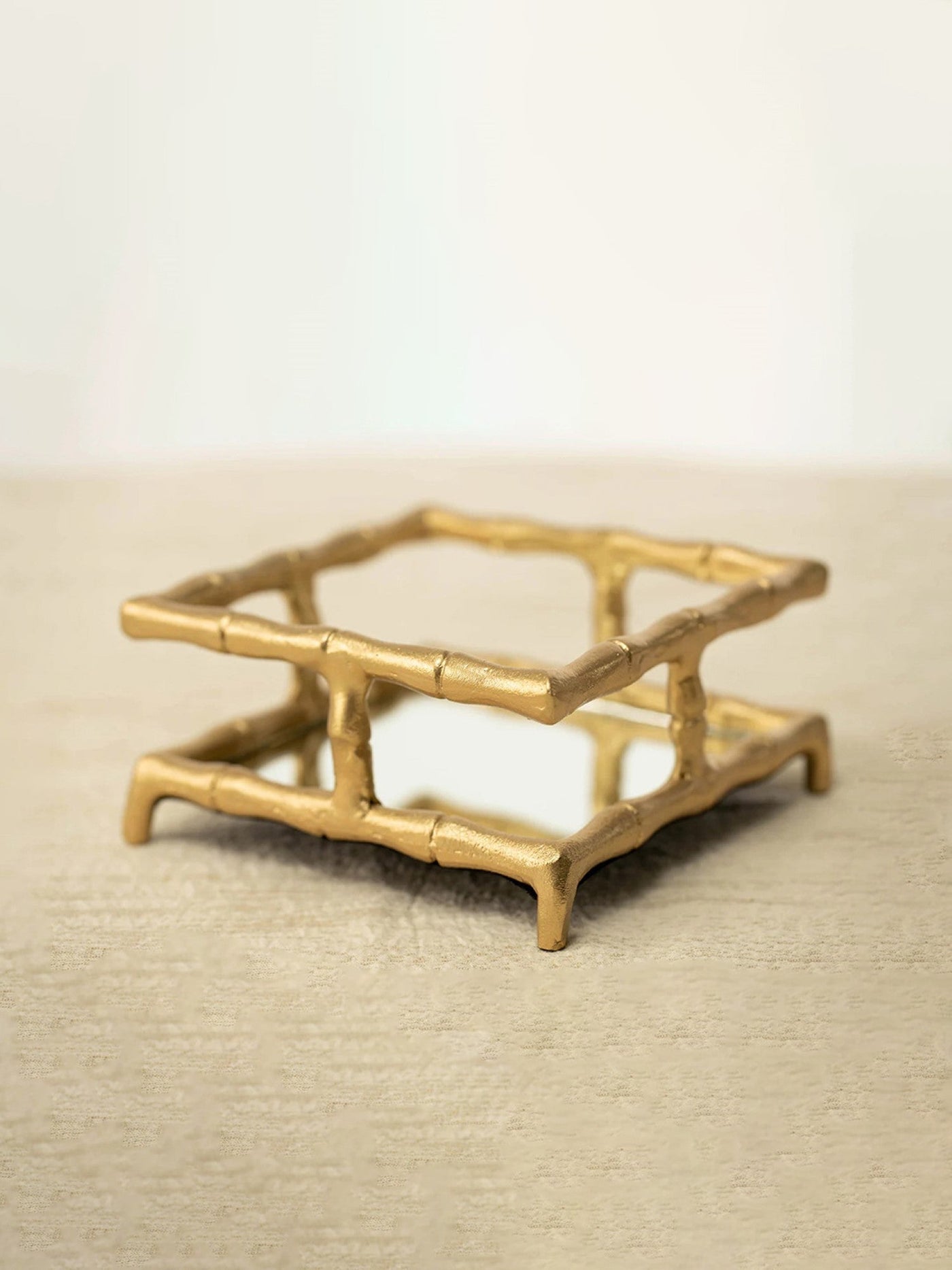 Bamboo Design Mirror Tray | Vanity Tray | Napkin Holder- Small