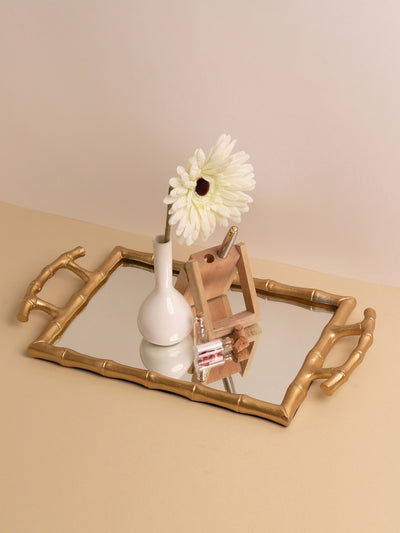 Bamboo Design Mirror Tray | Vanity Tray | Large