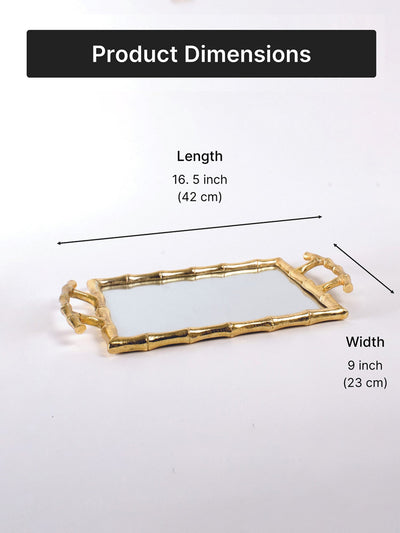 Bamboo Design Mirror Tray | Vanity Tray | Large