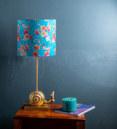 The Glimpse Snail Lamp | Bedside & Table Lamp | 7 Inch Shade | Floral Cyan Shade