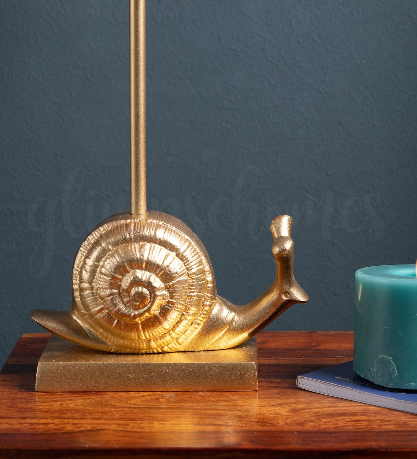 The Glimpse Snail Lamp | Bedside & Table Lamp | 7 Inch Shade | Floral Cyan Shade