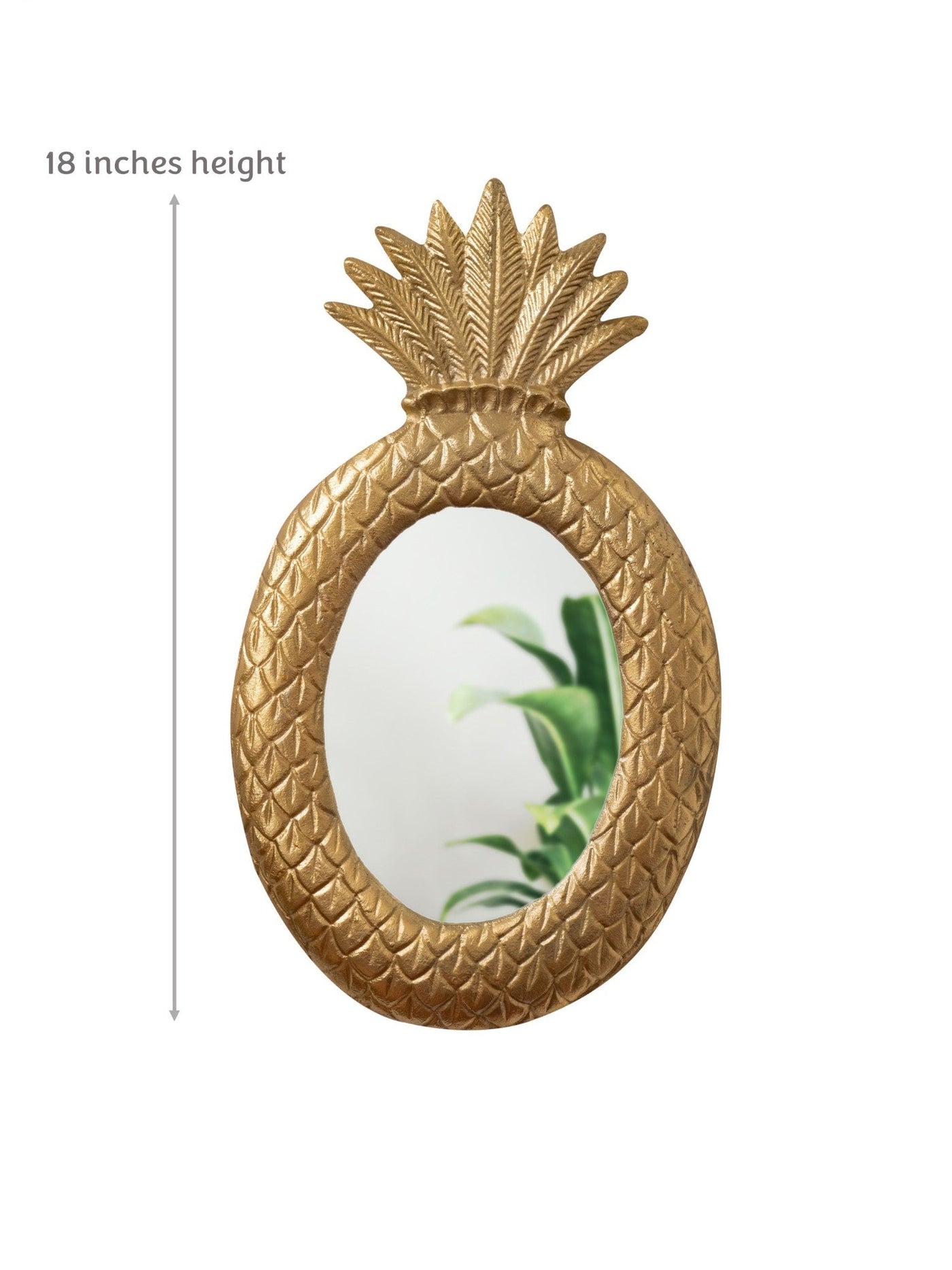 Peppy Pineapple Designer Mirror | Wall Decor | Gold Polished Metal | 18 Inch