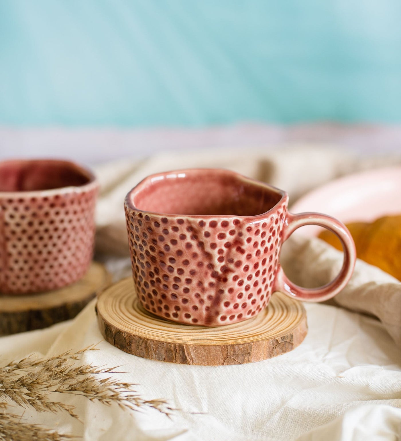 Hand Moulded Speckled Mug by Glimpse Homes | 200 ml | Set of 2 mugs | Cherry Red Color