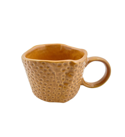 Hand Moulded Speckled Mug by Glimpse Homes | 200 ml | Set of 2 mugs | Mustard Color