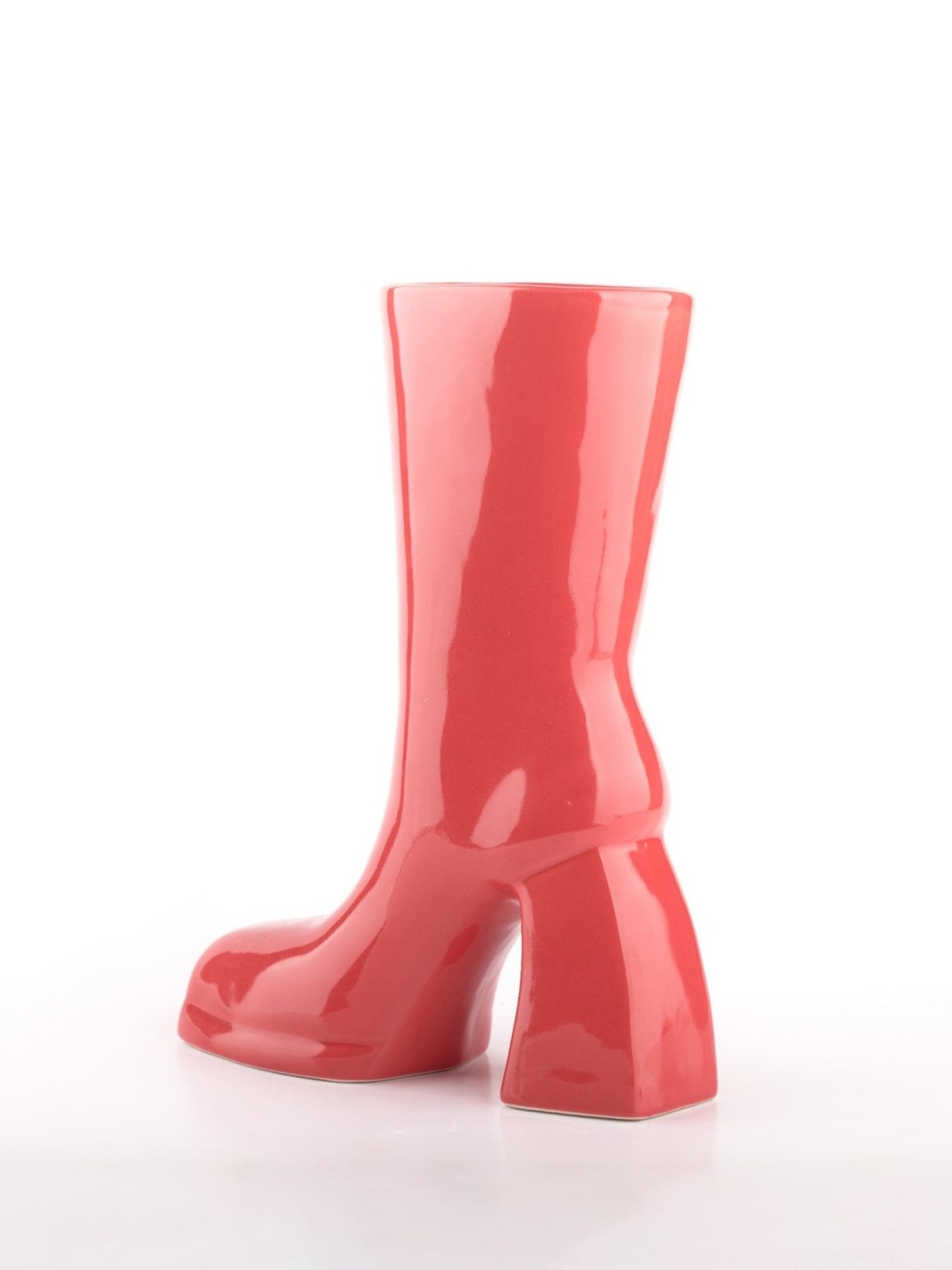 The Glimpse Boot Vase | Modern & Minimalist | 11 inch Ceramic Flower Vase | Gloss Red