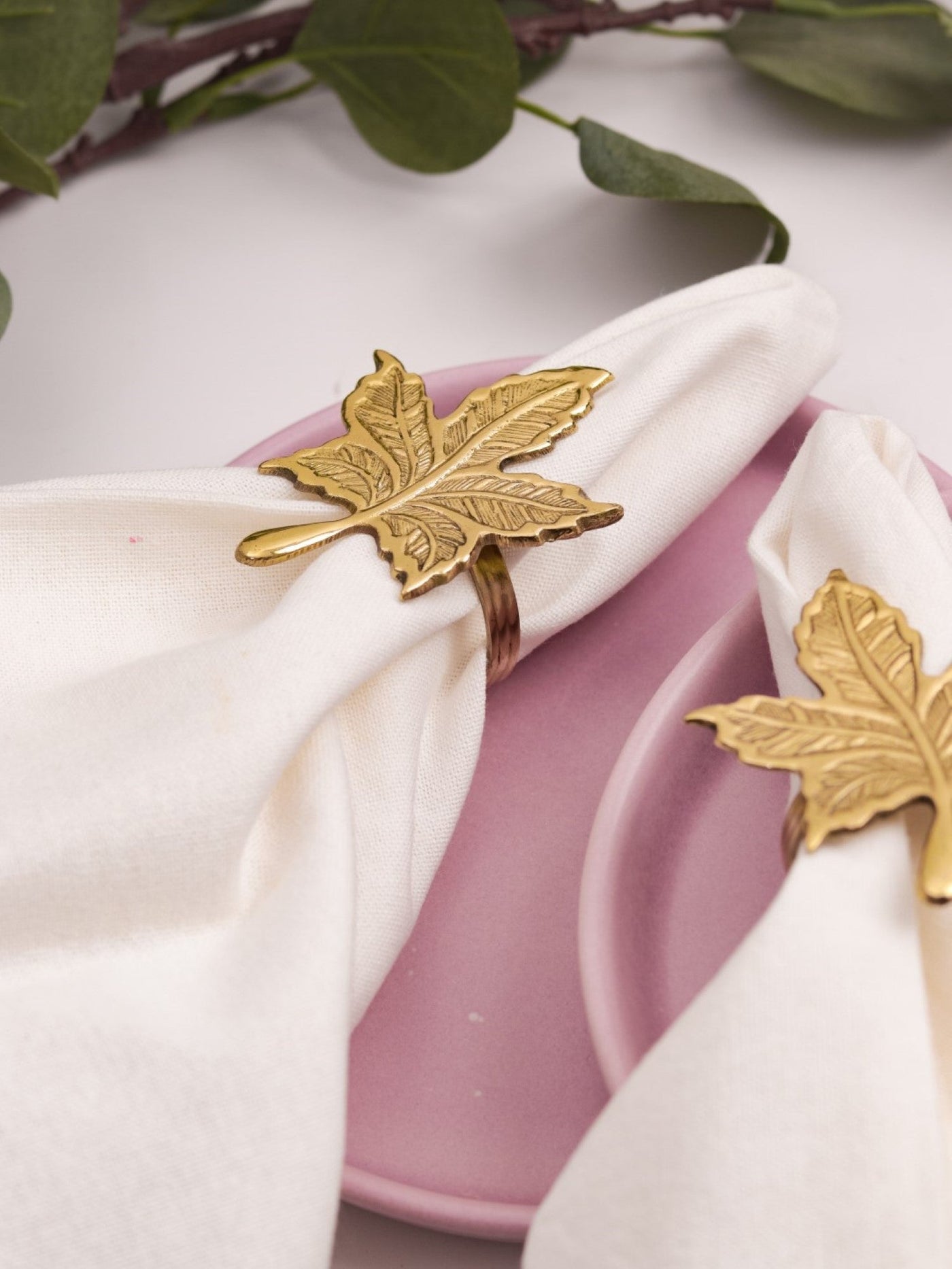 Premium Brass Napkin Rings| Maple Leaf