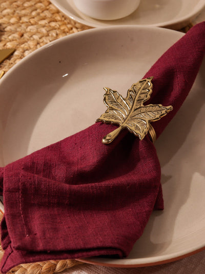 Premium Brass Napkin Rings| Maple Leaf