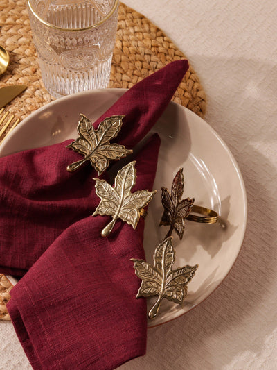 Premium Brass Napkin Rings| Maple Leaf