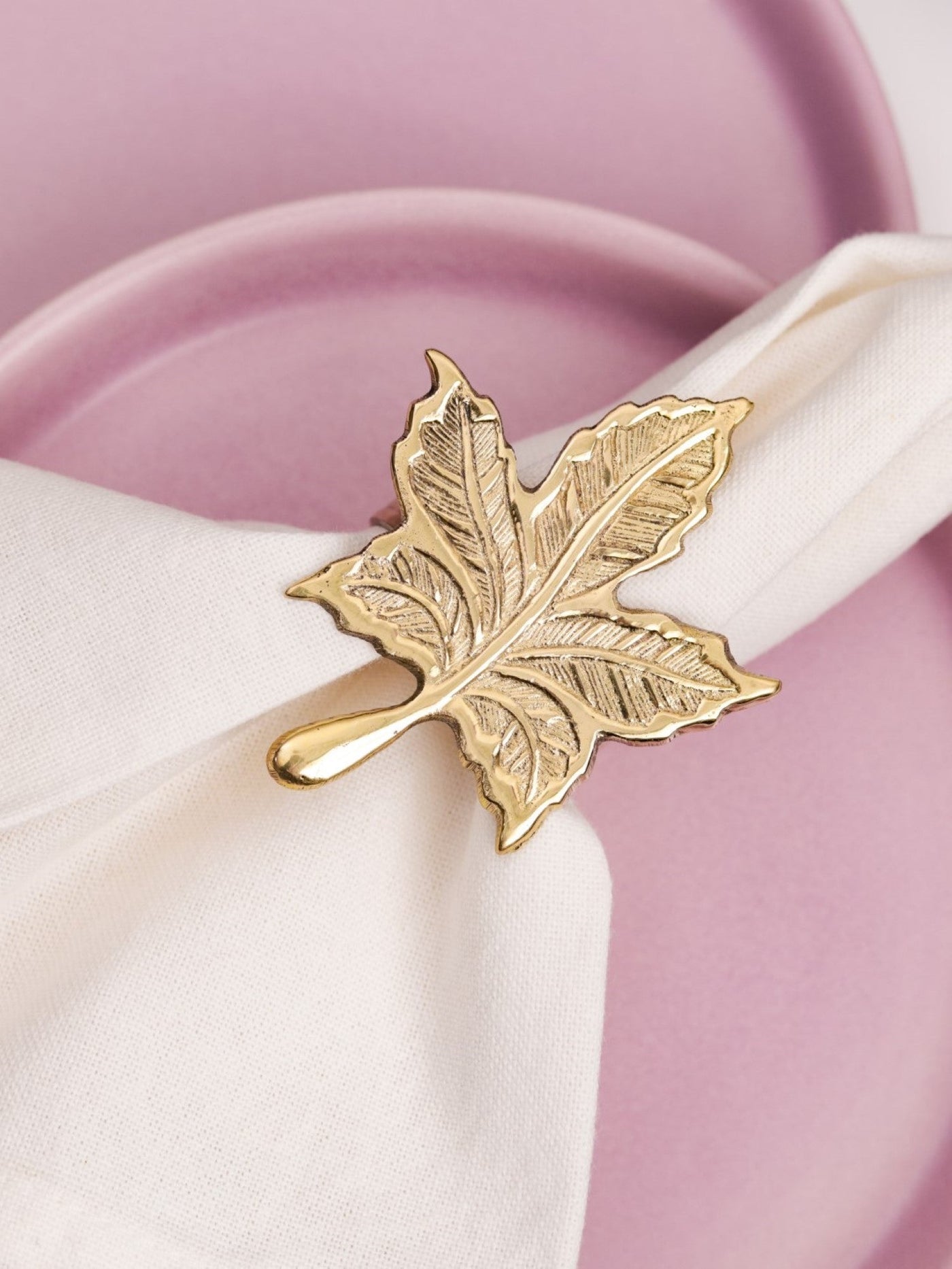 Premium Brass Napkin Rings| Maple Leaf