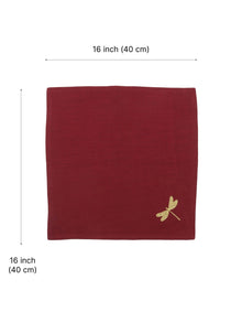 Burgundy Dragonfly Cotton Slub Napkins
