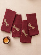 Burgundy Dragonfly Cotton Slub Napkins