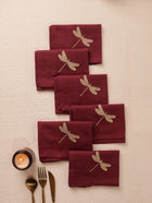Burgundy Dragonfly Cotton Slub Napkins