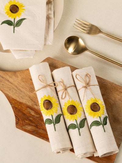 Amber Sunflower Cotton Slub Napkins