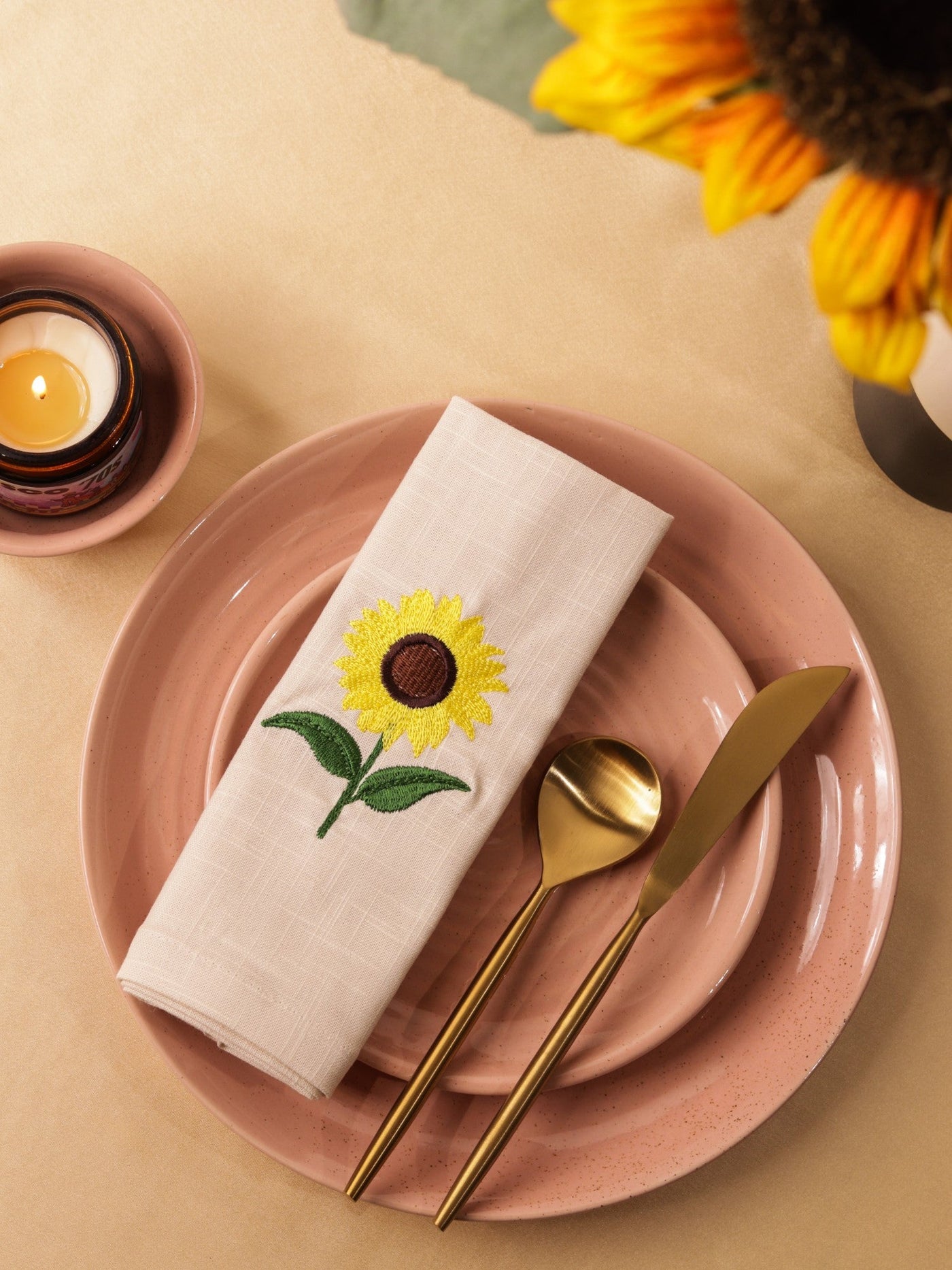 Amber Sunflower Cotton Slub Napkins