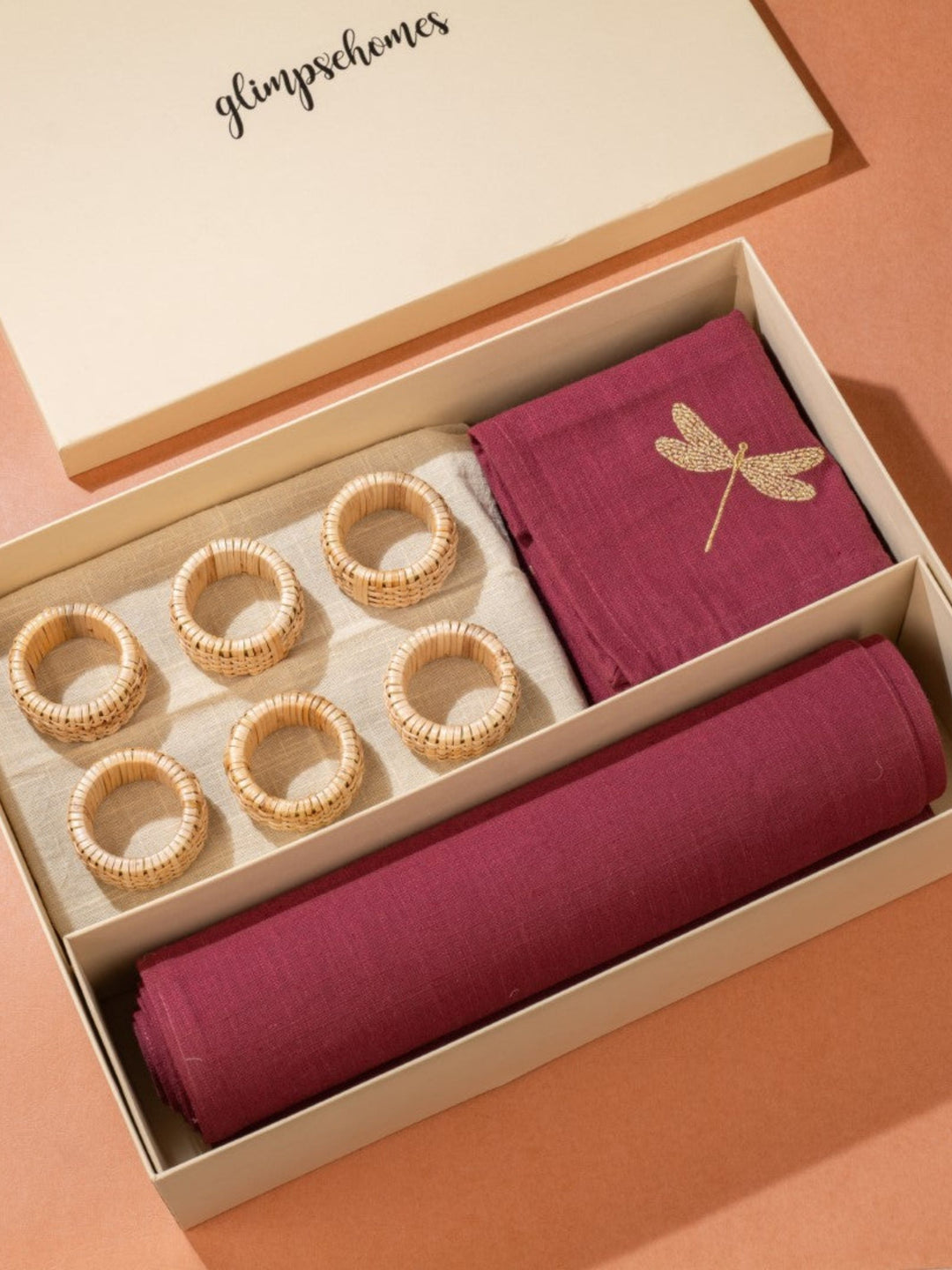 Burgundy Dragonfly Dining Gift Set