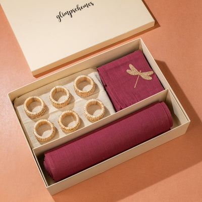 Burgundy Dragonfly Dining Gift Set