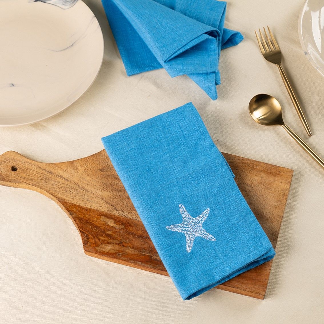 Starfish Soiree Cotton Slub Napkins & Mats Combo