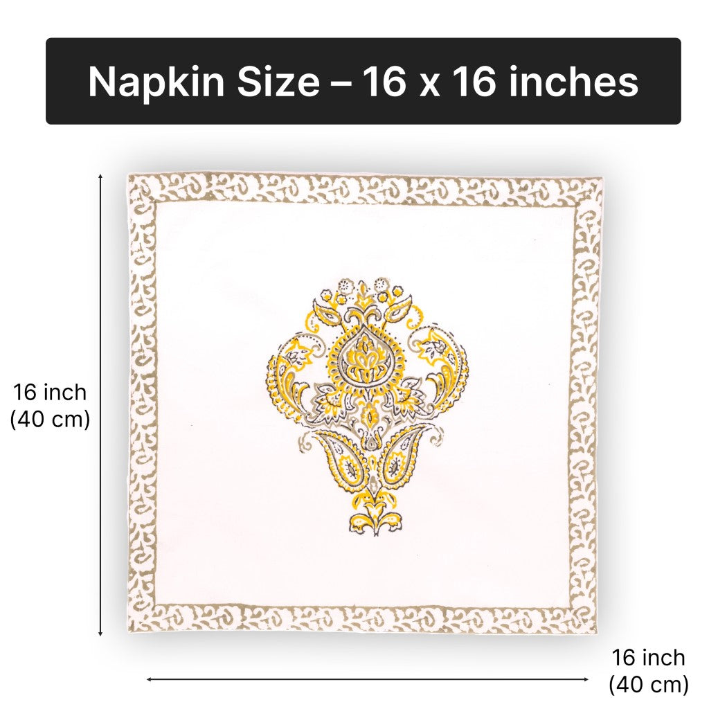 Jaipuri Block Print Table Napkins and Mats Set of 6 | Design 1