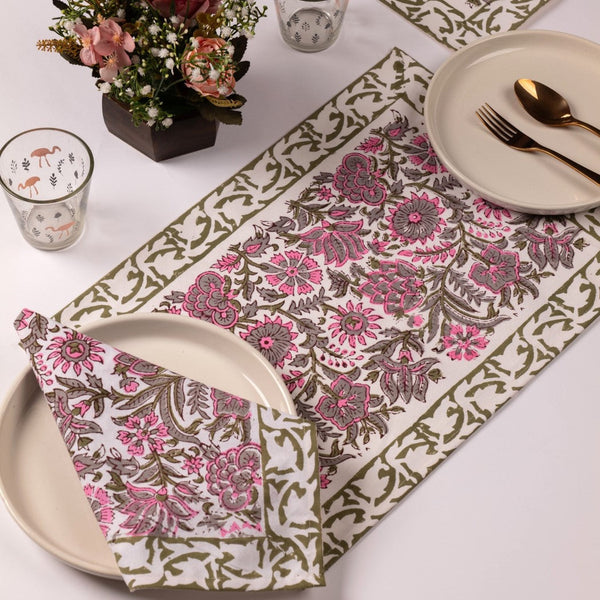 Jaipuri Block Print Table Napkins and Mats Set of 6 | Design 2