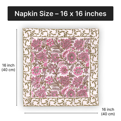 Jaipuri Block Print Table Napkins and Mats Set of 6 | Design 2