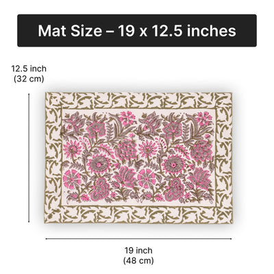 Jaipuri Block Print Table Napkins and Mats Set of 6 | Design 2