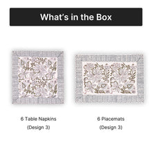Jaipuri Block Print Table Napkins and Mats Set of 6 | Design 3