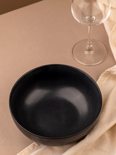 Matte Black Ceramic Serving Bowl| 7 inch| Microwave Safe - Classic Black