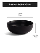 Matte Black Ceramic Serving Bowl| 7 inch| Microwave Safe - Classic Black