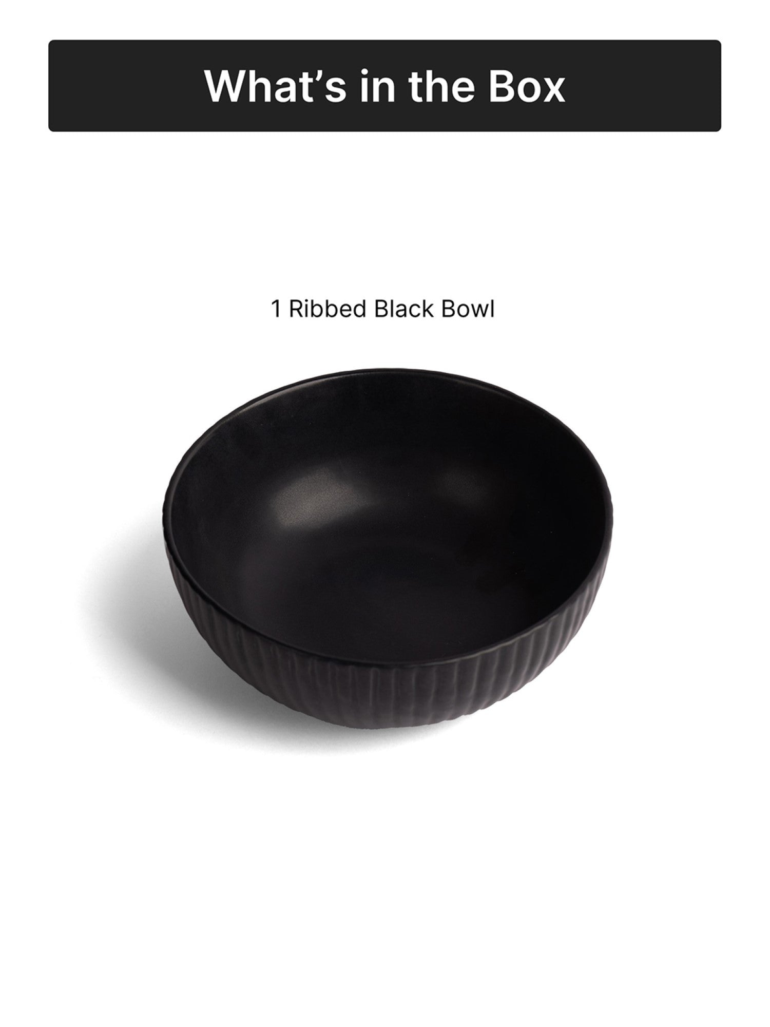 Matte Black Ceramic Serving Bowl| 7 inch| Microwave Safe - Ribbed Black