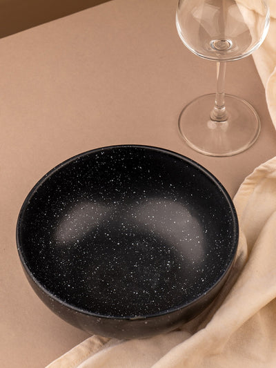 Matte Black Ceramic Serving Bowl| 7 inch| Microwave Safe - Sparkle Black