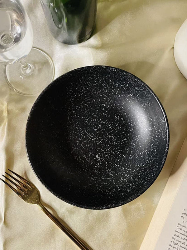 Matte Black Ceramic Serving Bowl| 7 inch| Microwave Safe - Sparkle Black