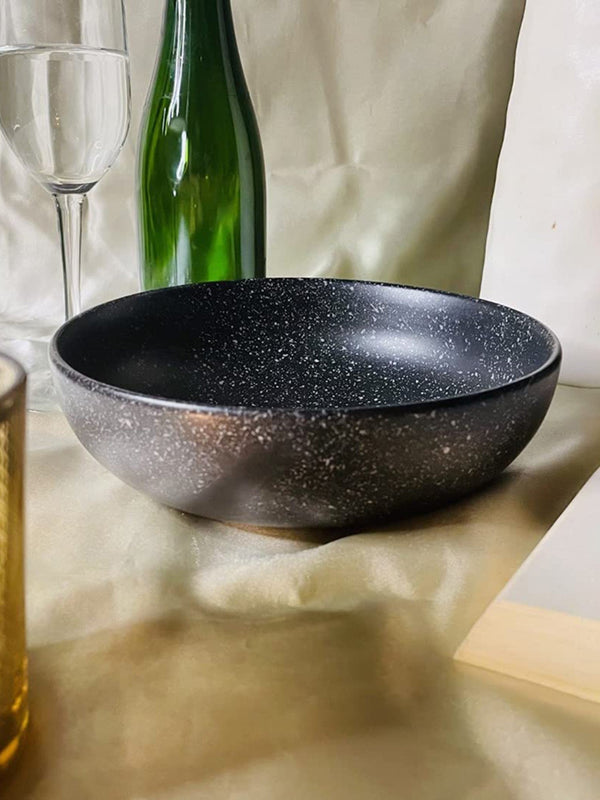 Matte Black Ceramic Serving Bowl| 7 inch| Microwave Safe - Sparkle Black