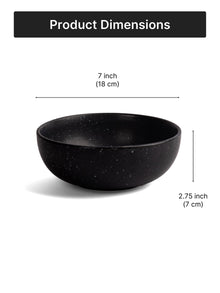 Matte Black Ceramic Serving Bowl| 7 inch| Microwave Safe - Sparkle Black