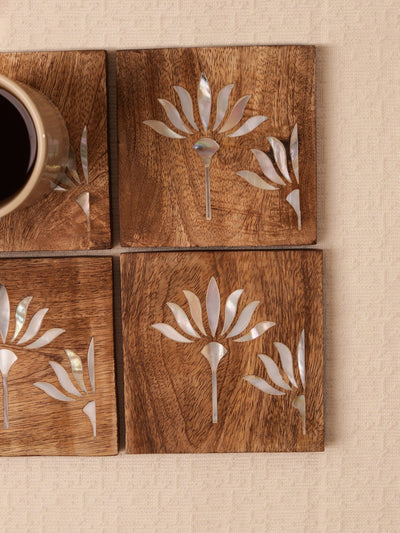 Pearl Blossom Wooden Coasters