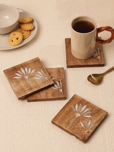 Pearl Blossom Wooden Coasters