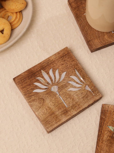 Pearl Blossom Wooden Coasters