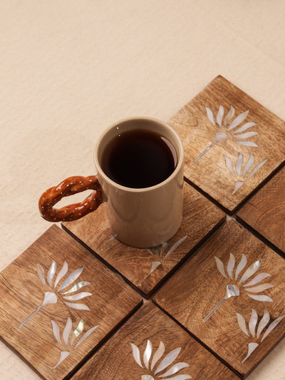 Pearl Blossom Wooden Coasters