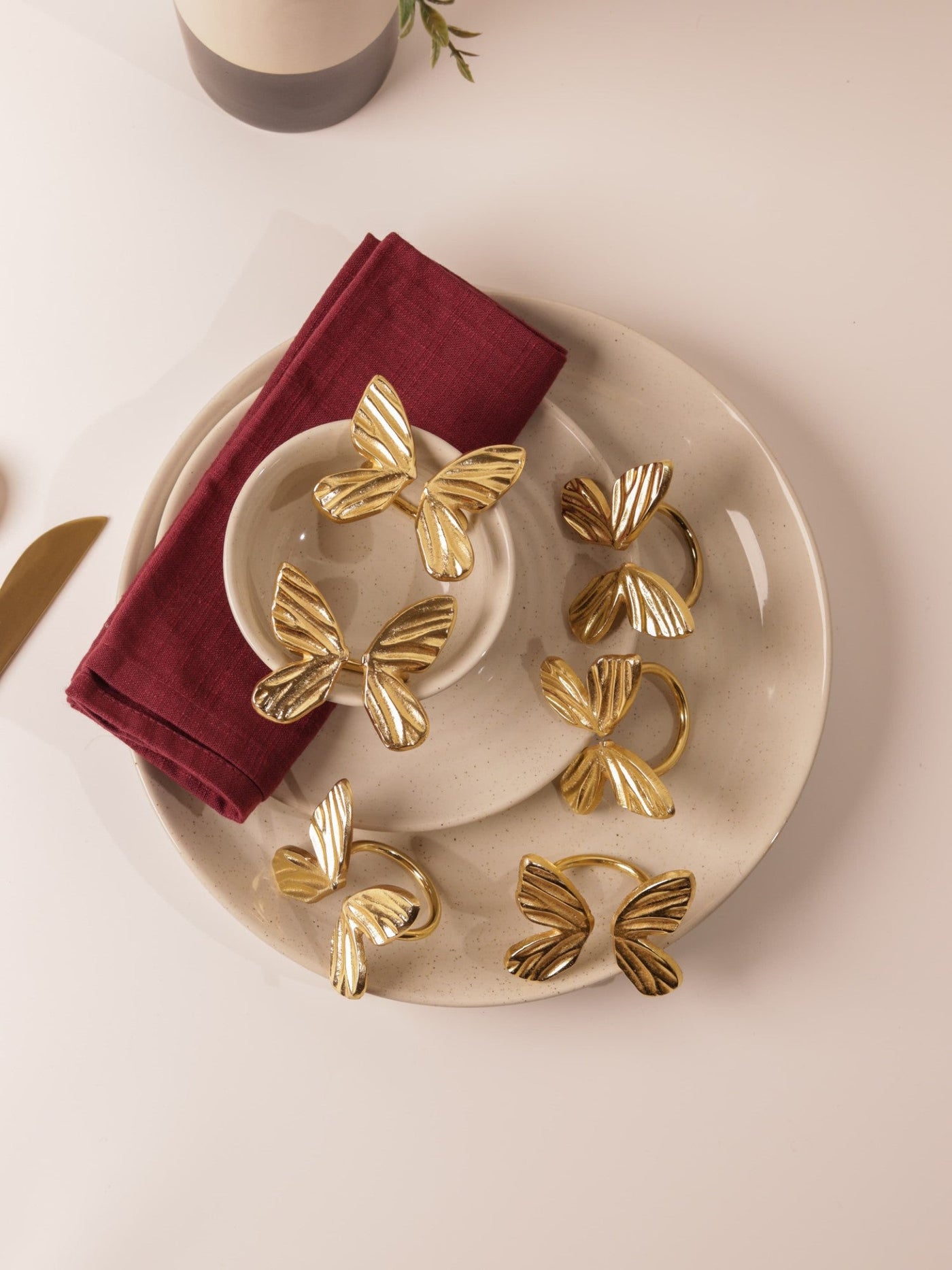 Golden Butterfly Napkin Rings